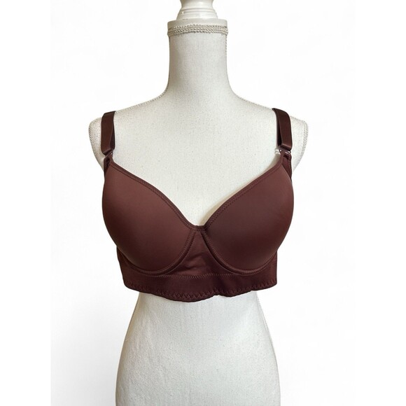 NEW Women's 44C Coffee Brown Underwire Back Support Bra Molded Cups - Picture 2 of 6
